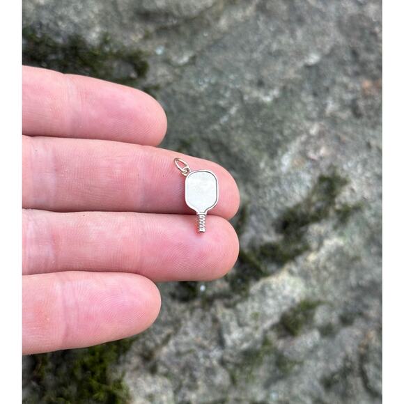 Bronze Pickleball Paddle and Ball Charm with Optional 14K Gold Filled Chain - Picture 4 of 5